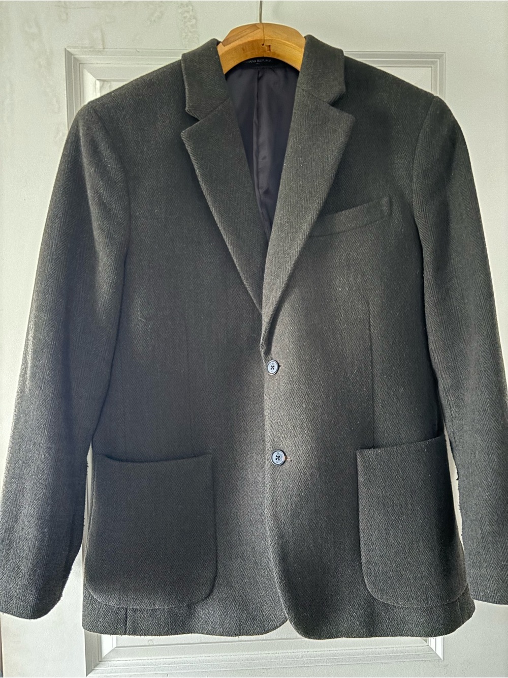 Banana Republic Men's Olive Two-Button Wool/Tweed Blazer
